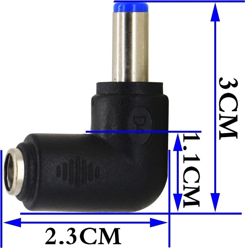 Traovien 2Pcs 5.5mm x 2.1mm Female to Male Plug 90 Degree Angle DC Power Converter Adapter for Universal Laptop Interface Power Cable Connector - Image 4